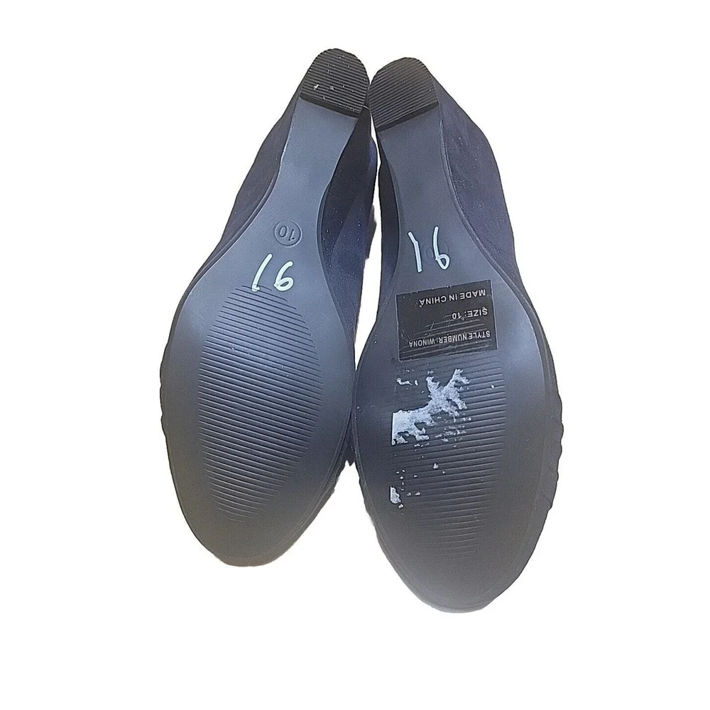 Emma Lee Grace Collection Navy Blue‎ Wedge Heels Shoes Women Size 10